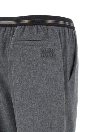 Gray Virgin Wool Casual Pants