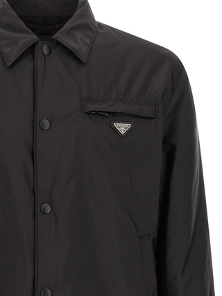 Black Recycled Polyamide Full-Length Jacket