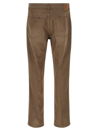 Brown Cotton Casual Pants