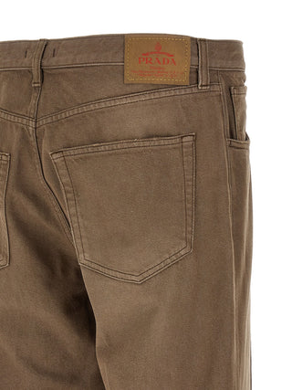 Brown Cotton Casual Pants