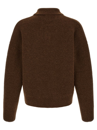 Brown Alpaca Leather Polo Shirt