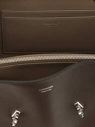 Brown Calfskin Shoulder Bag
