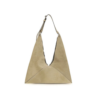 Beige Suede Leather Shoulder Bag