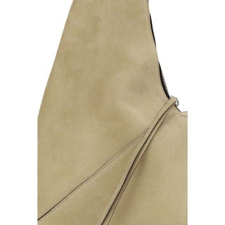 Beige Suede Leather Shoulder Bag