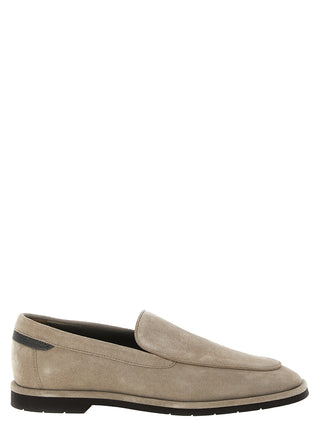 Beige Calfskin Slip-On Loafers