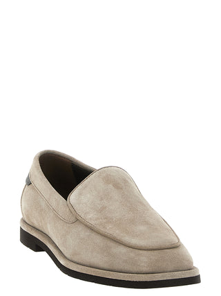Beige Calfskin Slip-On Loafers