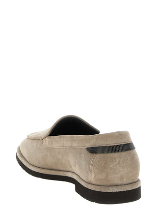 Beige Calfskin Slip-On Loafers