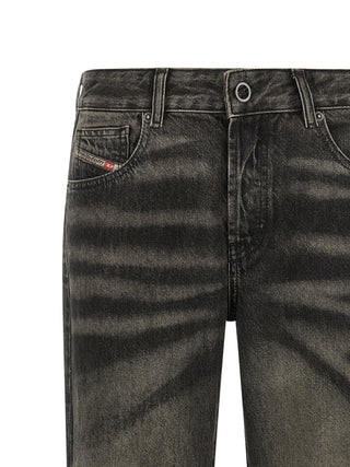Black Cotton Straight-Leg Jeans