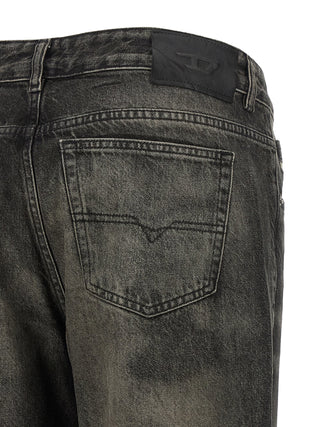 Black Cotton Straight-Leg Jeans
