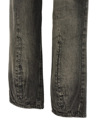 Black Cotton Straight-Leg Jeans