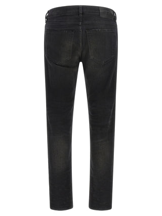 Black Cotton Tapered Jeans