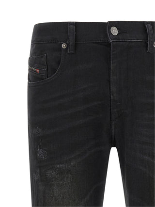 Black Cotton Tapered Jeans