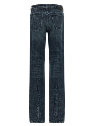 Blue Cotton Straight-Leg Jeans