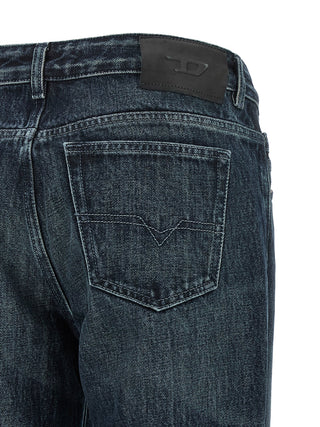 Blue Cotton Straight-Leg Jeans