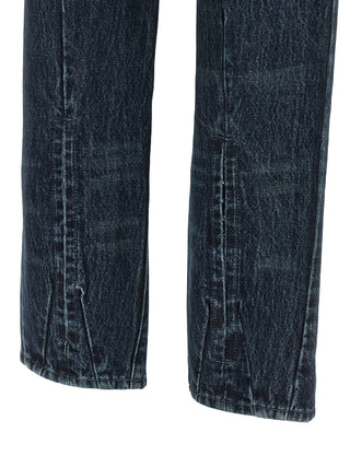 Blue Cotton Straight-Leg Jeans