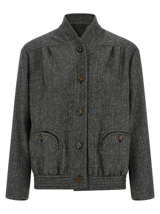 Gray Virgin Wool Full-Length Jacket