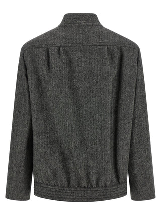 Gray Virgin Wool Full-Length Jacket