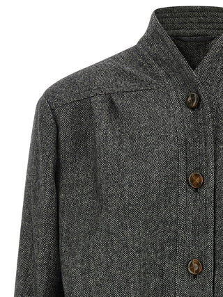 Gray Virgin Wool Full-Length Jacket