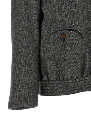 Gray Virgin Wool Full-Length Jacket