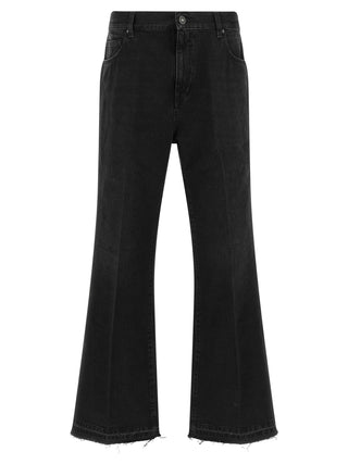 Black Cotton Flared Jeans