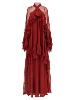 Bordeaux Silk Long Dress
