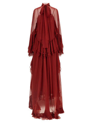 Bordeaux Silk Long Dress