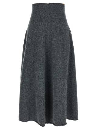 Gray Cashmere Midi Skirt