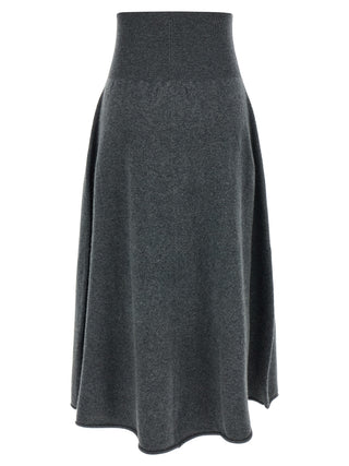 Gray Cashmere Midi Skirt