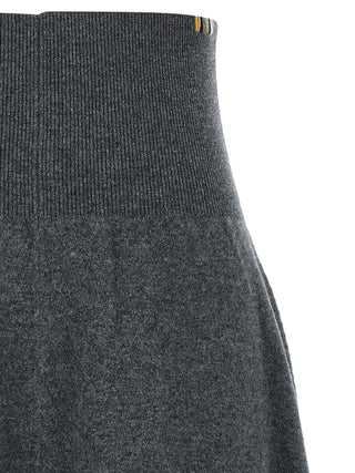 Gray Cashmere Midi Skirt