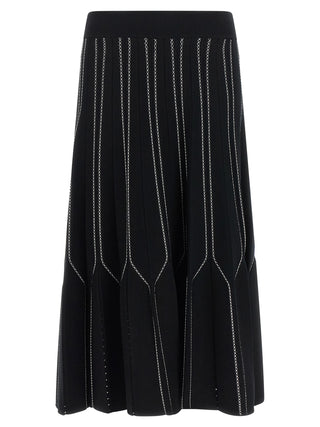 Black Viscose Midi Skirt