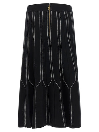 Black Viscose Midi Skirt