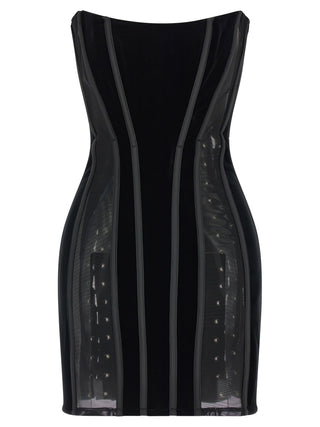 Black Polyester Short Dress
