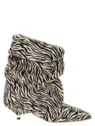 Bicolor Cowhide Ankle Boots