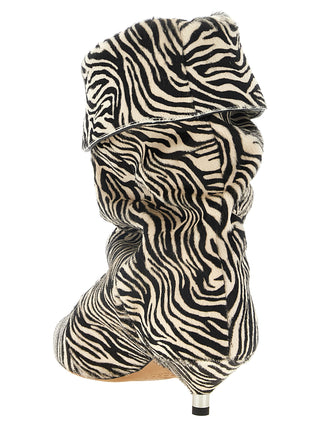 Bicolor Cowhide Ankle Boots