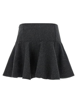 Gray Polyester Long Skirt