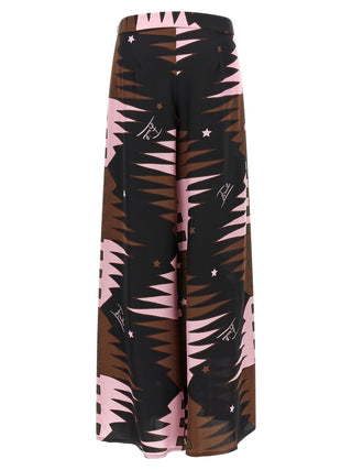 Multicolor Silk Casual Pants