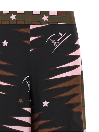 Multicolor Silk Casual Pants