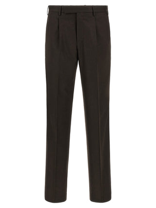 Brown Virgin Wool Dress Pants