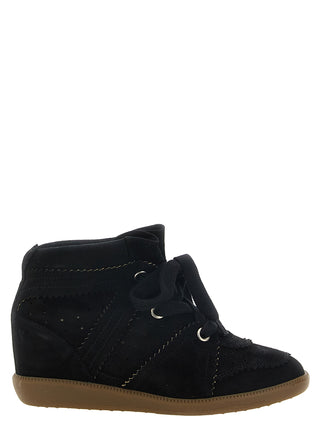 Black Cowhide Wedge Sandals
