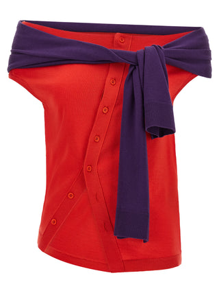 Red Wool Sleeveles T-Shirt