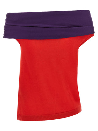 Red Wool Sleeveles T-Shirt