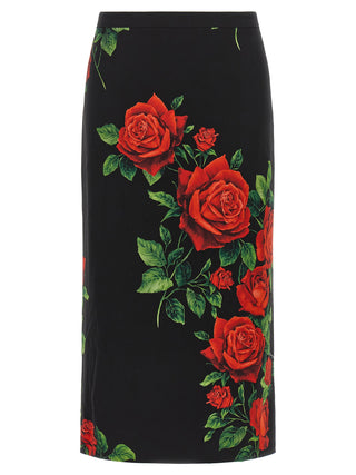 Black Silk Midi Skirt