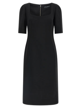 Black Virgin Wool Midi Dress