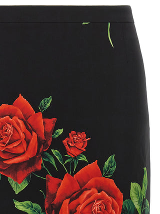 Black Silk Midi Skirt