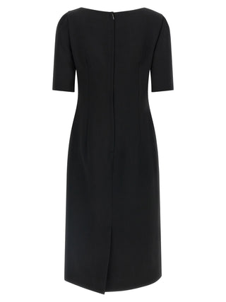 Black Virgin Wool Midi Dress