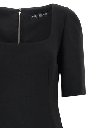 Black Virgin Wool Midi Dress