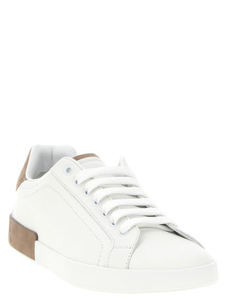 Beige Calfskin Low Top Sneakers