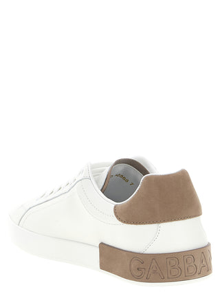 Beige Calfskin Low Top Sneakers