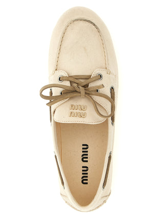 Beige Cotton Slip-On Loafers