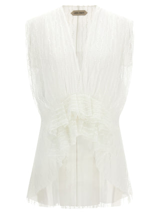 White Polyester Sleeveles T-Shirt